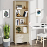 Wooden Bookcase With 2 Drawers And 4 Shelves - Hamar