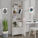 Wooden Bookcase With 2 Drawers And 4 Shelves - Hamar