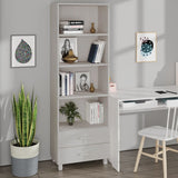 Wooden Bookcase With 2 Drawers And 4 Shelves - Hamar