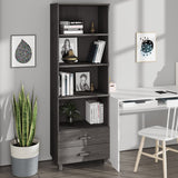 Wooden Bookcase With 2 Drawers And 4 Shelves - Hamar