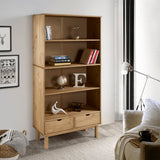 Wooden Bookcase With 2 Drawers And 4 Shelves - Otta