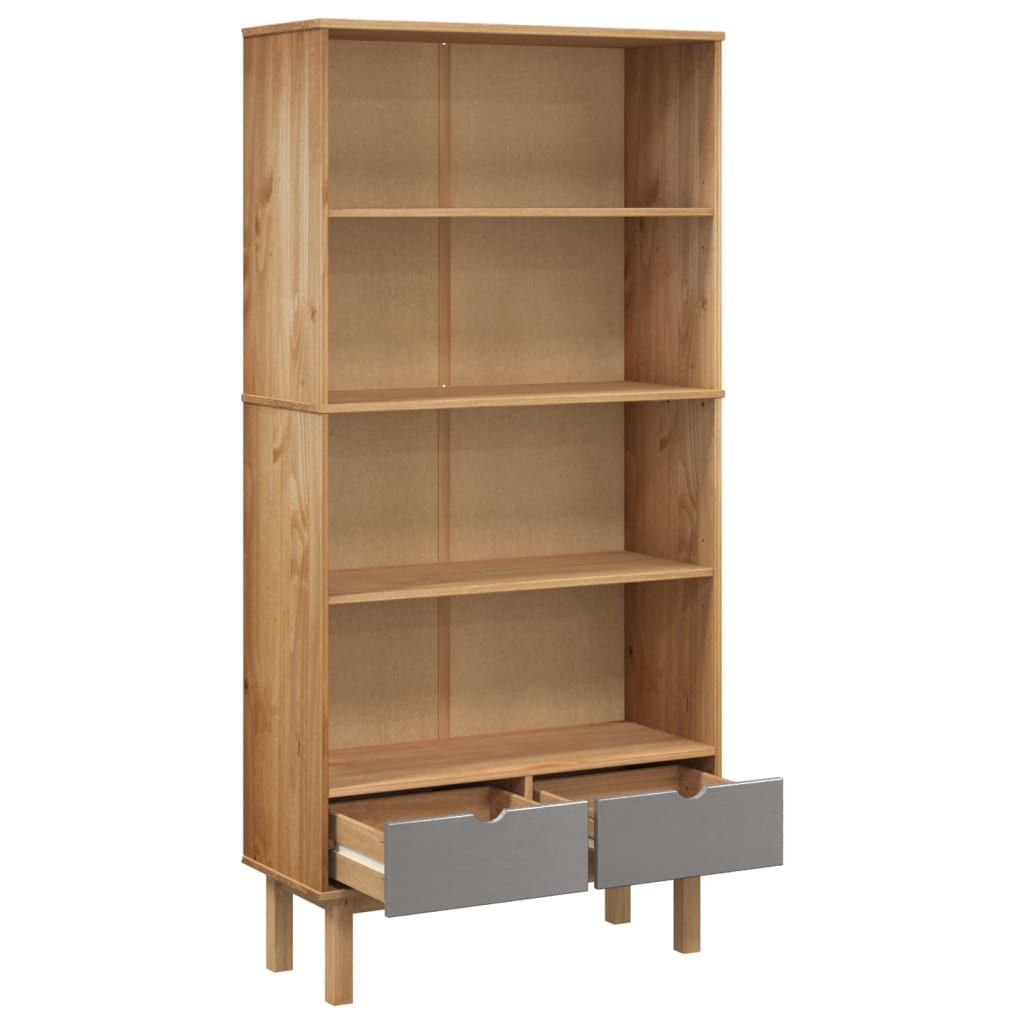 Wooden Bookcase With 2 Drawers And 4 Shelves - Otta
