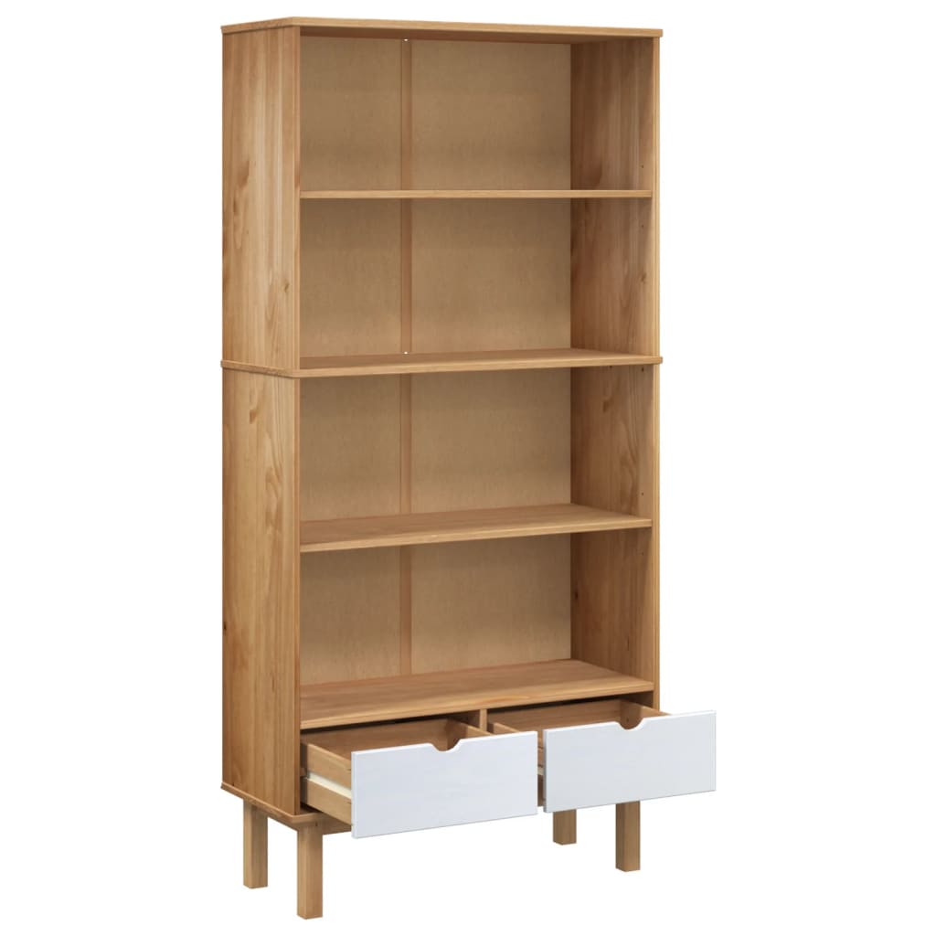 Wooden Bookcase With 2 Drawers And 4 Shelves - Otta