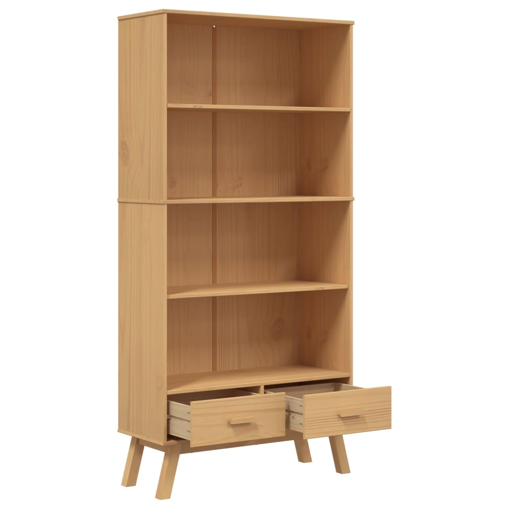 Wooden Bookcase With 2 Drawers - Olden