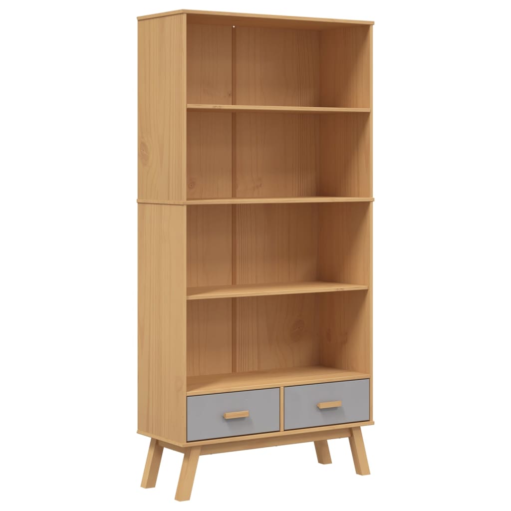 Wooden Bookcase With 2 Drawers - Olden