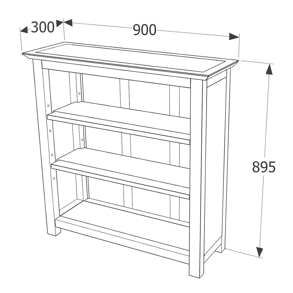 Wooden Bookcase With 3 Shelves - Boston