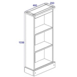 Wooden Bookcase With 3 Shelves Low - Corona