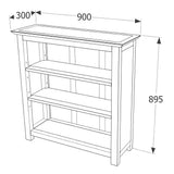 Wooden Bookcase With 3 Shelves Low - Dunkeld