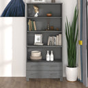 Wooden Bookcase With 4 Shelves And 2 Drawers - Hamar