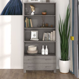 Wooden Bookcase With 4 Shelves And 2 Drawers - Hamar