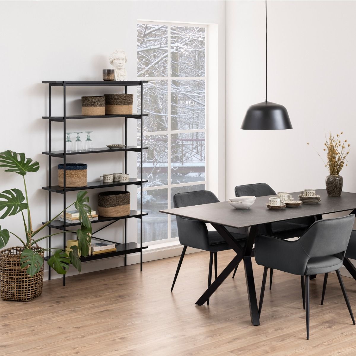 Wooden Bookcase With 5 Shelves - Angus