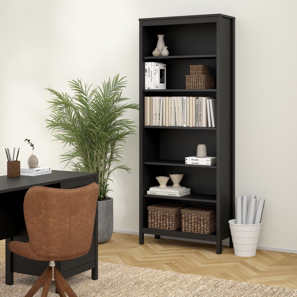 Wooden Bookcase With 5 Shelves - Barcelona