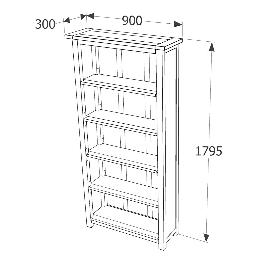 Wooden Bookcase With 5 Shelves - Boston