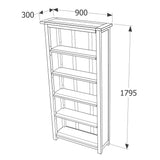 Wooden Bookcase With 5 Shelves - Boston