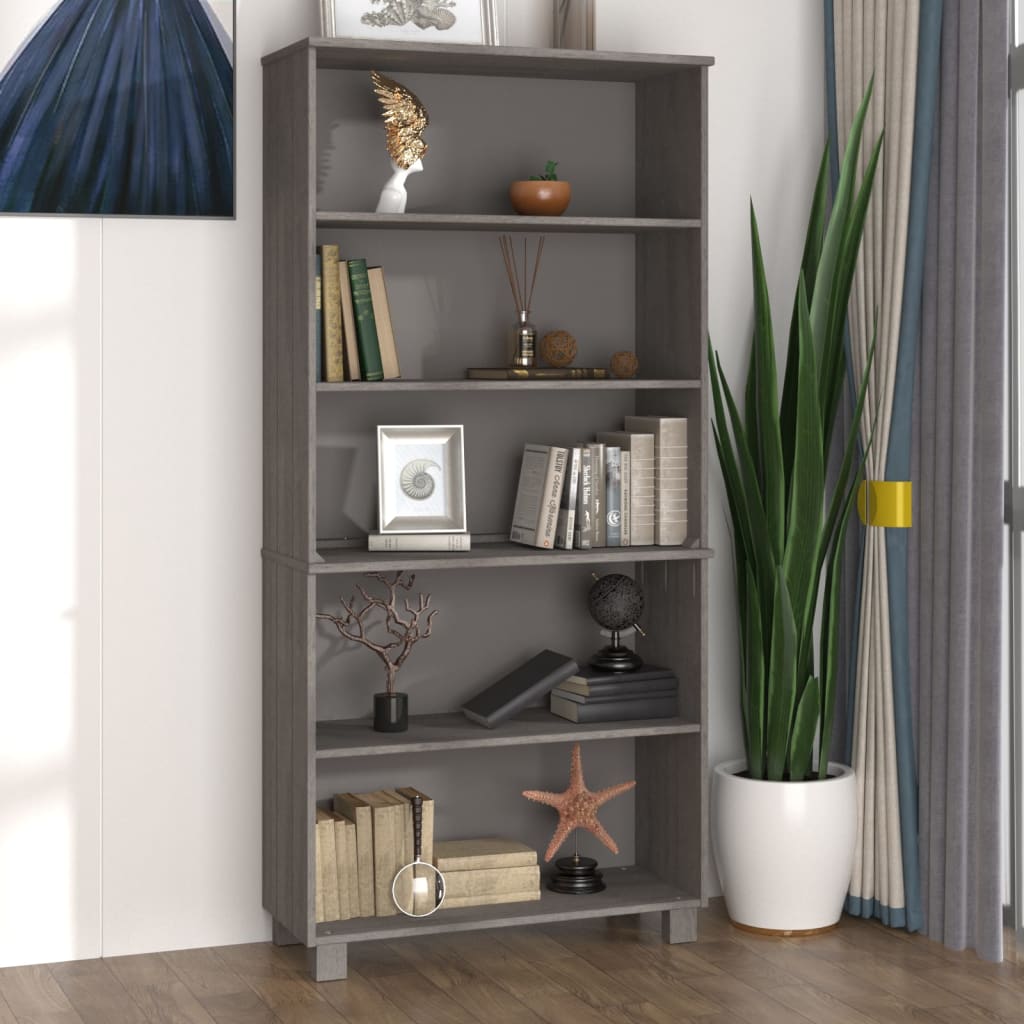 Wooden Bookcase With 5 Shelves - Hamar