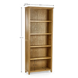Wooden Bookcase With 5 Shelves - Mallory