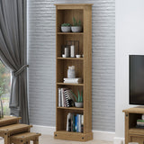 Wooden Bookcase With 5 Shelves Narrow - Corona