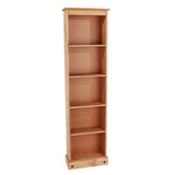 Wooden Bookcase With 5 Shelves Narrow - Corona