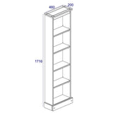 Wooden Bookcase With 5 Shelves Narrow - Corona