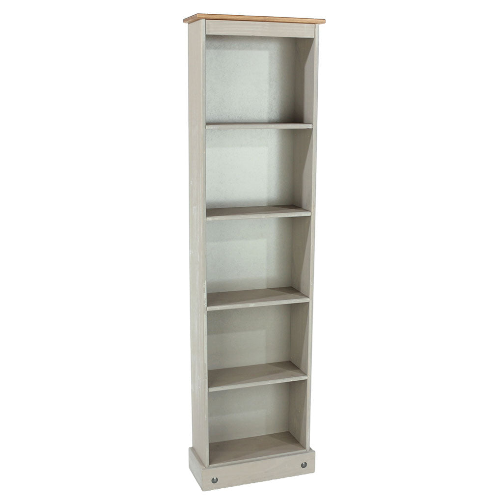 Wooden Bookcase With 5 Shelves Narrow - Corona
