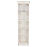 Wooden Bookcase With 5 Shelves Narrow - Corona
