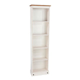 Wooden Bookcase With 5 Shelves Narrow - Corona