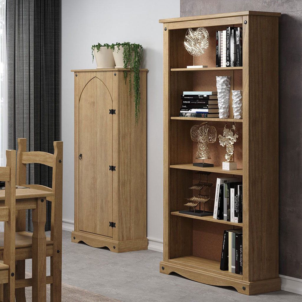 Wooden Bookcase With 5 Shelves Tall - Corona