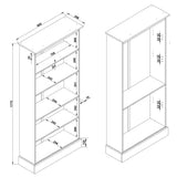 Wooden Bookcase With 5 Shelves Tall - Cotswold