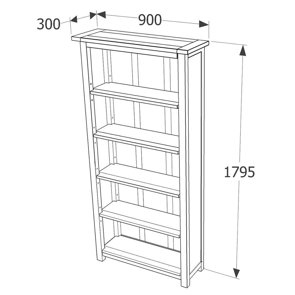 Wooden Bookcase With 5 Shelves Tall - Dunkeld