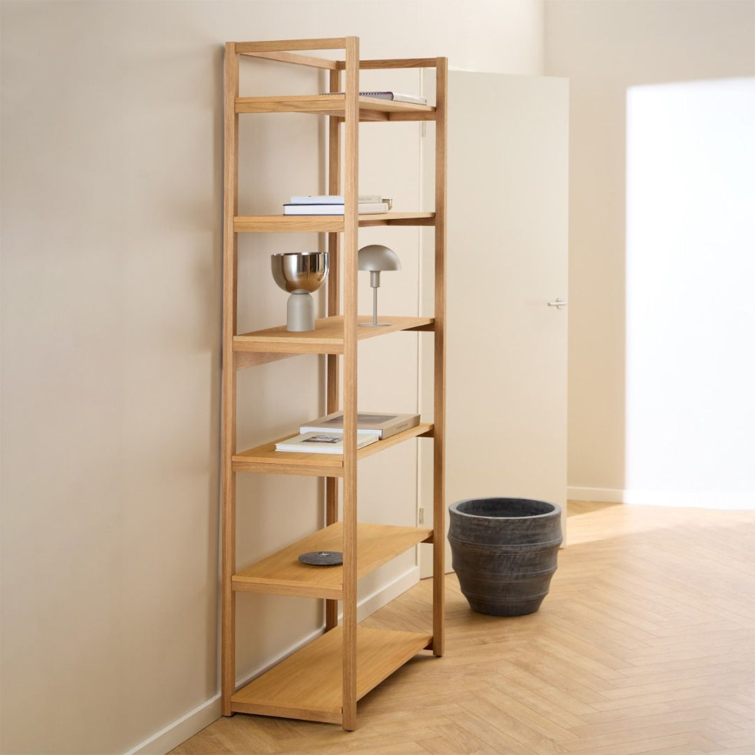 Wooden Bookcase With 6 Shelves Rectangular - Ludza