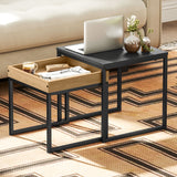 Wooden Boxy Nest of 2 Tables Square - Velmora