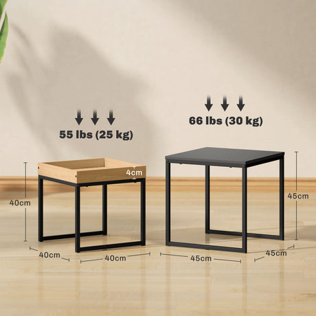 Wooden Boxy Nest of 2 Tables Square - Velmora