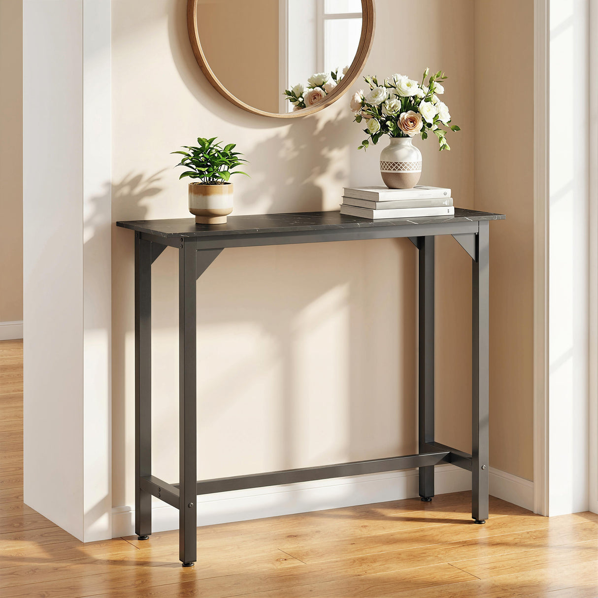 Wooden Breakfast Dining Bar Table Rectangular for 2 People in Wood Effect - Velmora