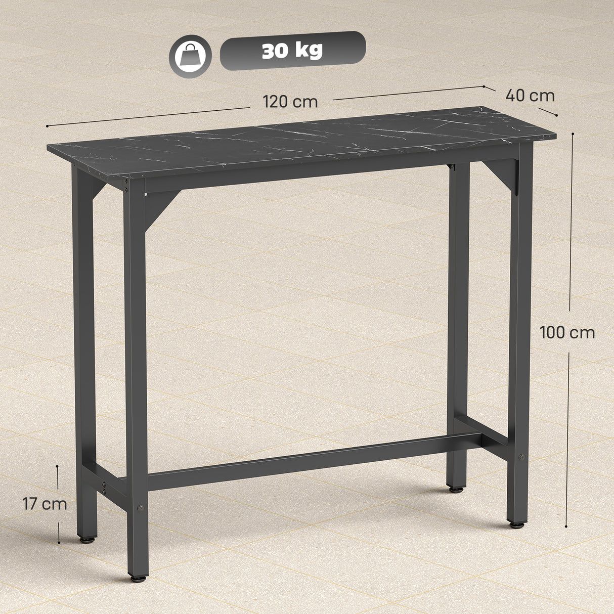 Wooden Breakfast Dining Bar Table Rectangular for 2 People in Wood Effect - Velmora
