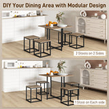 Wooden Breakfast Kitchen Bar Table And 4 Stools - Velmora