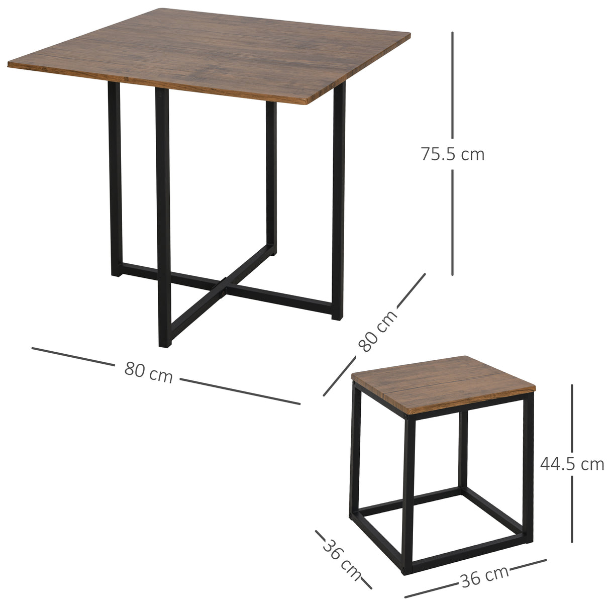 Wooden Breakfast Kitchen Bar Table And 4 Stools - Velmora