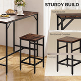 Wooden Breakfast Kitchen Bar Table And 4 Stools - Velmora