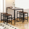 Wooden Breakfast Kitchen Bar Table And 4 Stools - Velmora