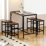 Wooden Breakfast Kitchen Bar Table And 4 Stools - Velmora