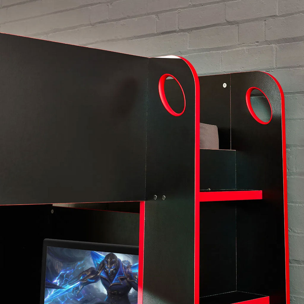 Wooden Bunk Bed With Gaming Desk - Horizon