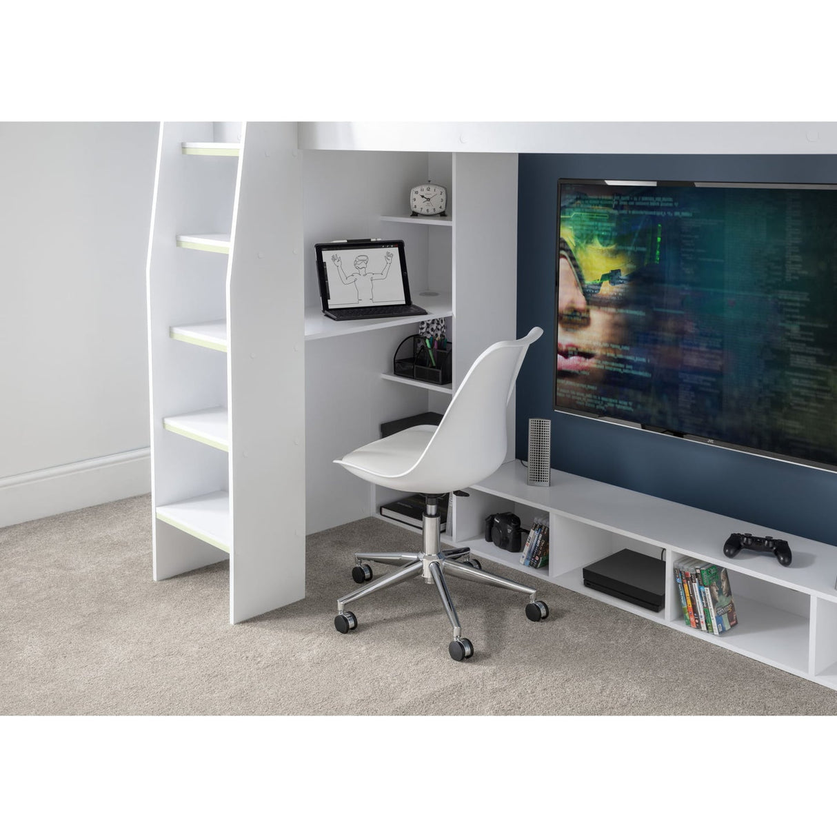Wooden Bunk Bed With Gaming Desk - Nebula
