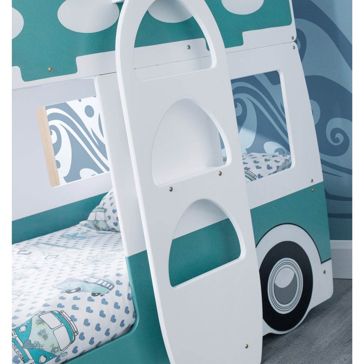 Wooden Bunk Bed With Ladder - Campervan