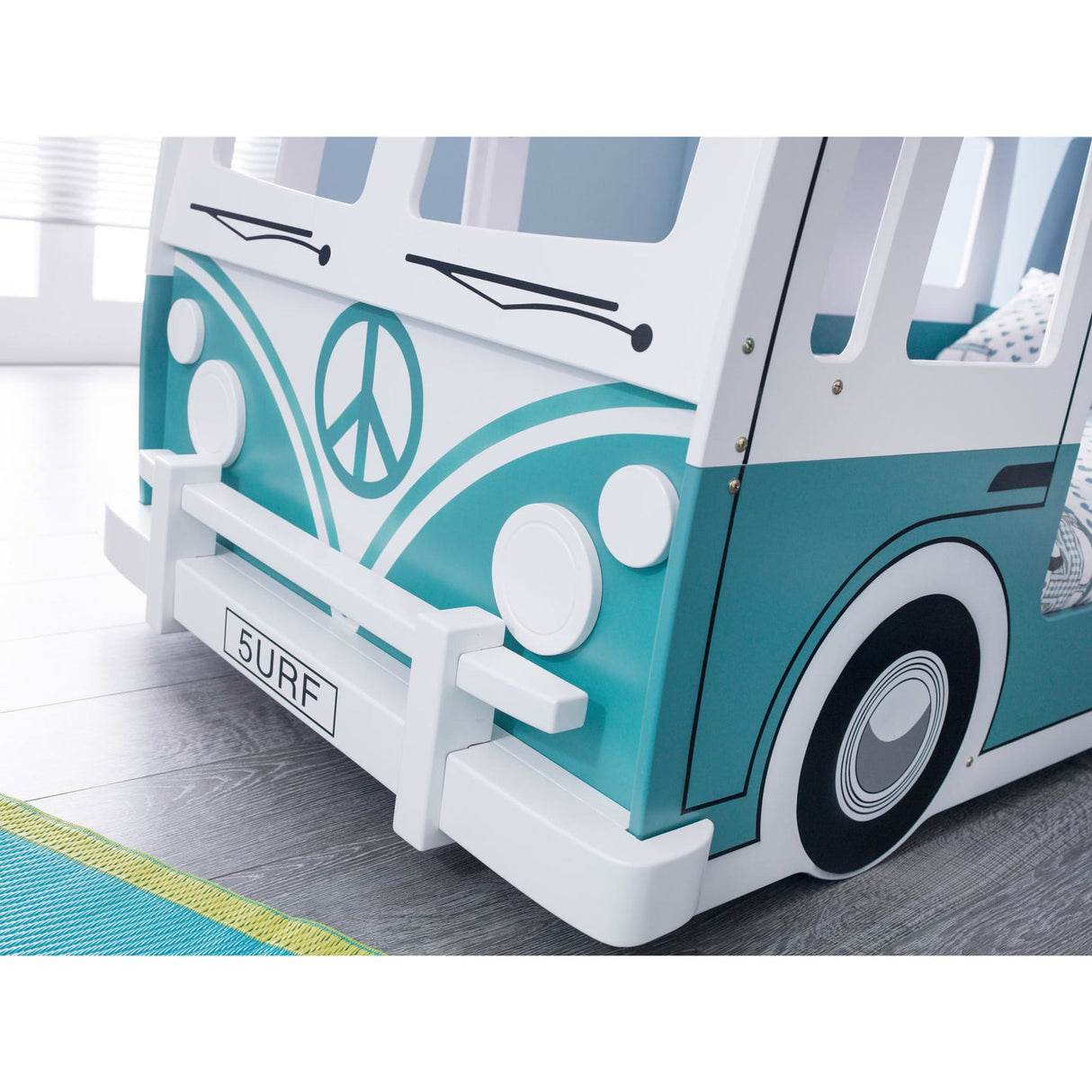 Wooden Bunk Bed With Ladder - Campervan