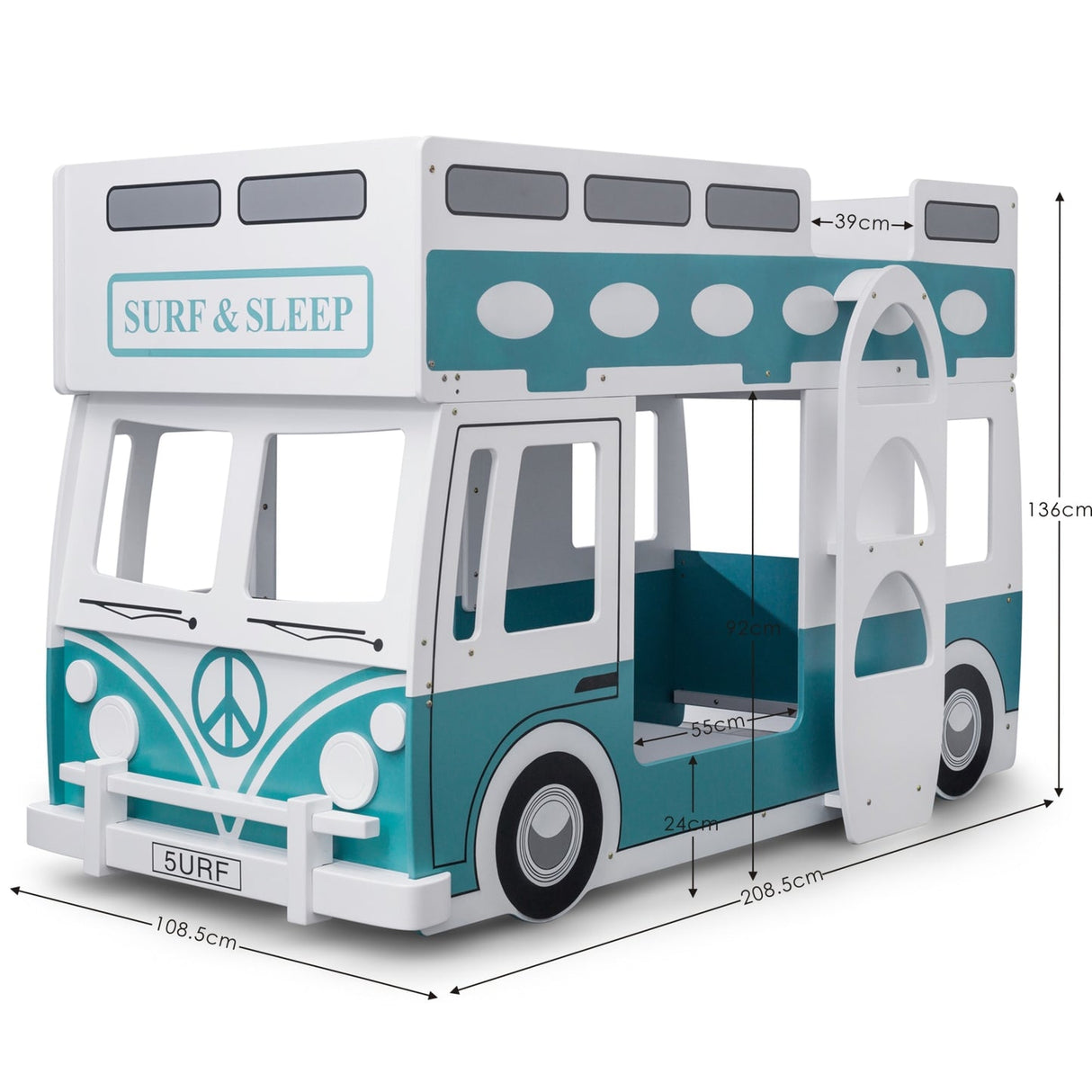 Wooden Bunk Bed With Ladder - Campervan