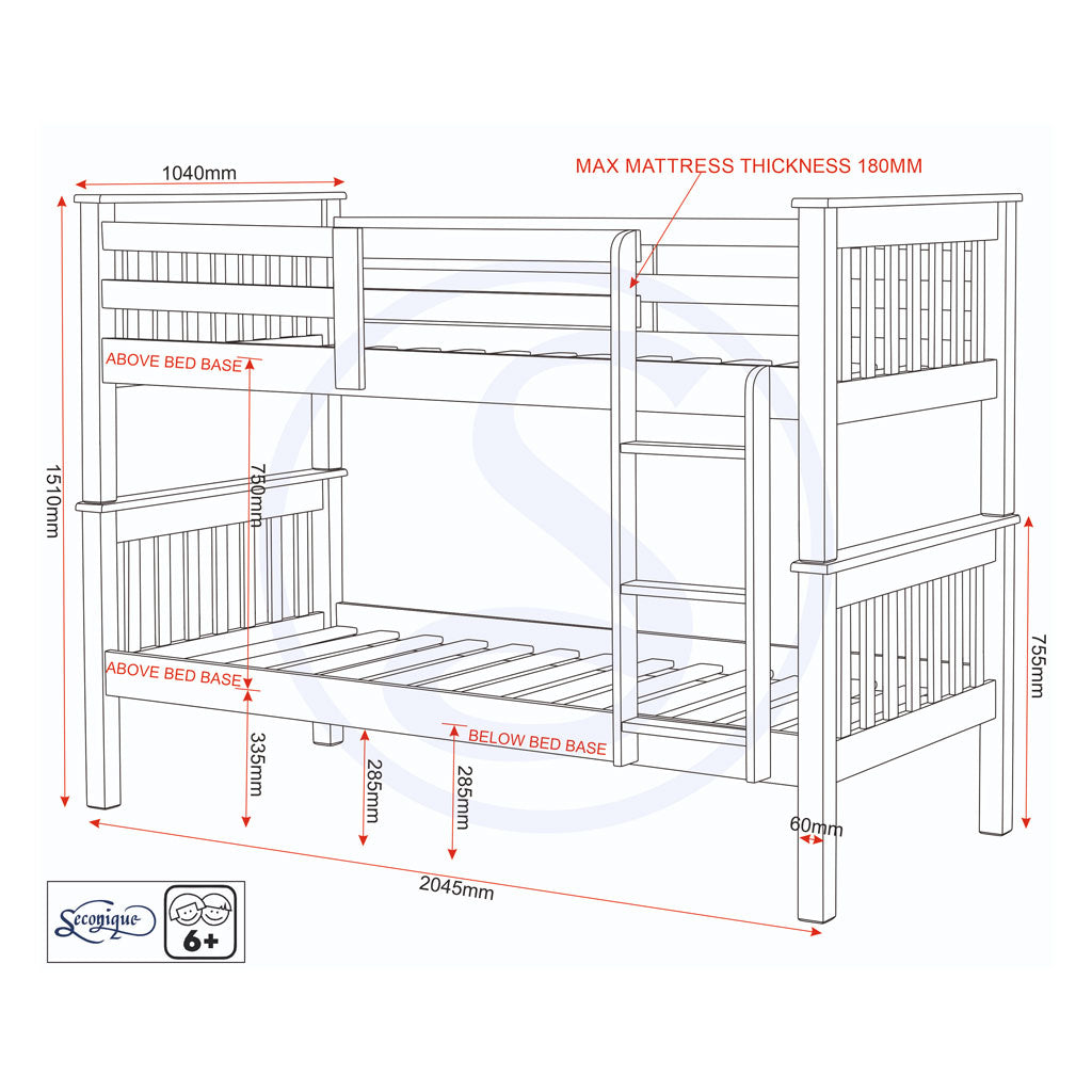 Wooden Bunk Bed With Ladder - Neptune