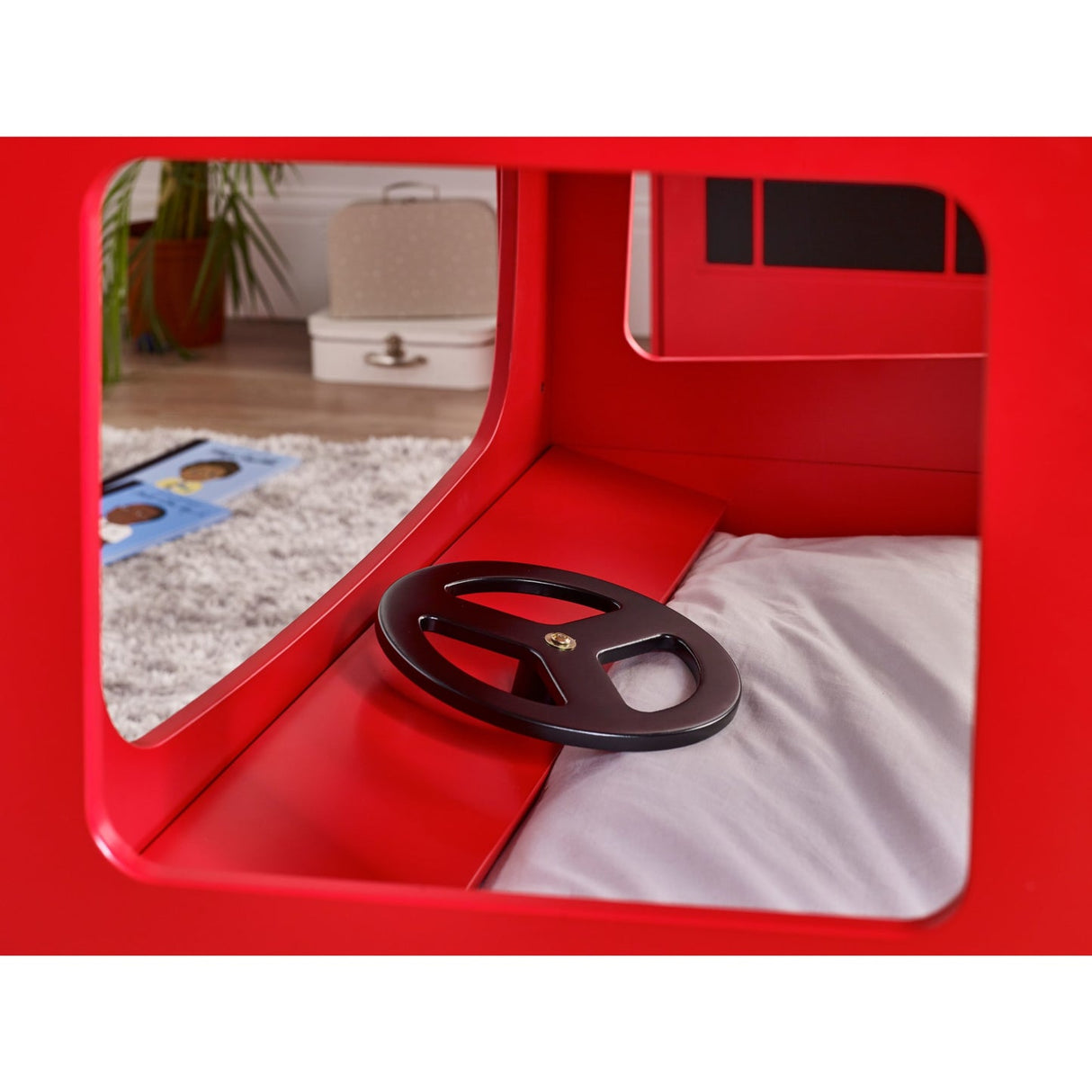 Wooden Bunk Bed With Metal Ladder - London Bus