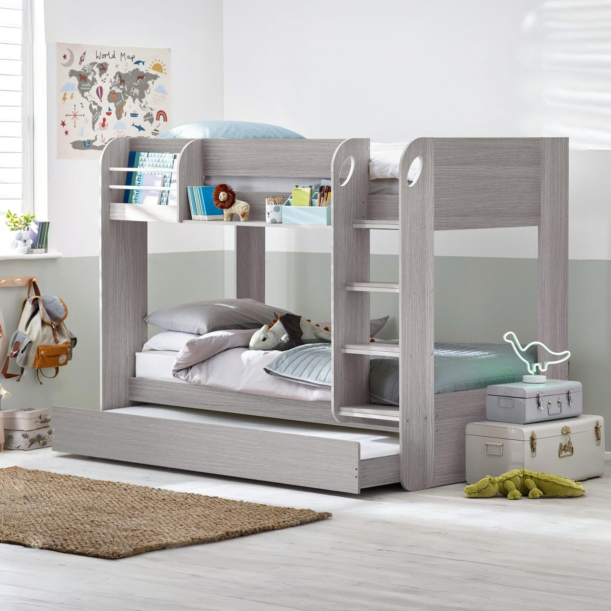 Wooden Bunk Bed With Underbed And Ladder - Mars