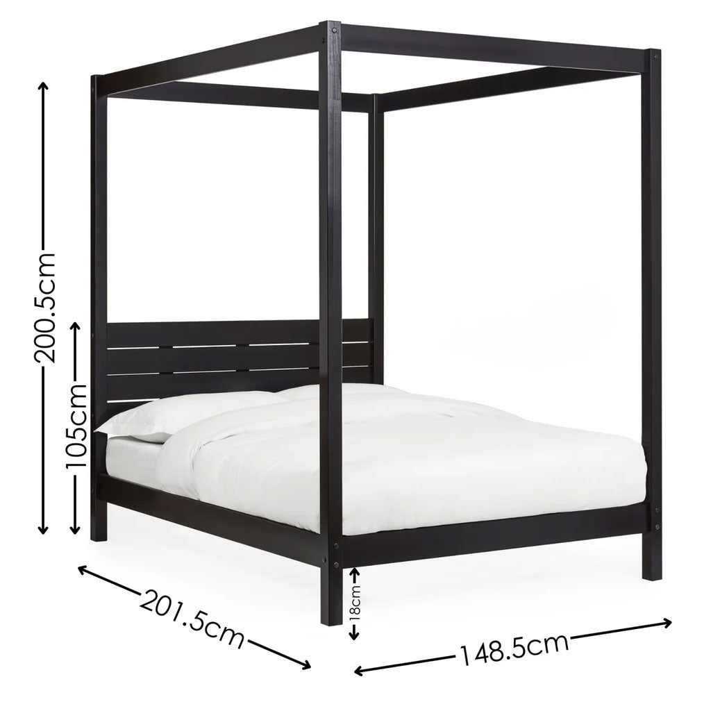Wooden Canopy Double Bed - Roxanne