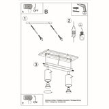 Wooden Ceiling Light With 2 Berg Lamps - Peach Puff