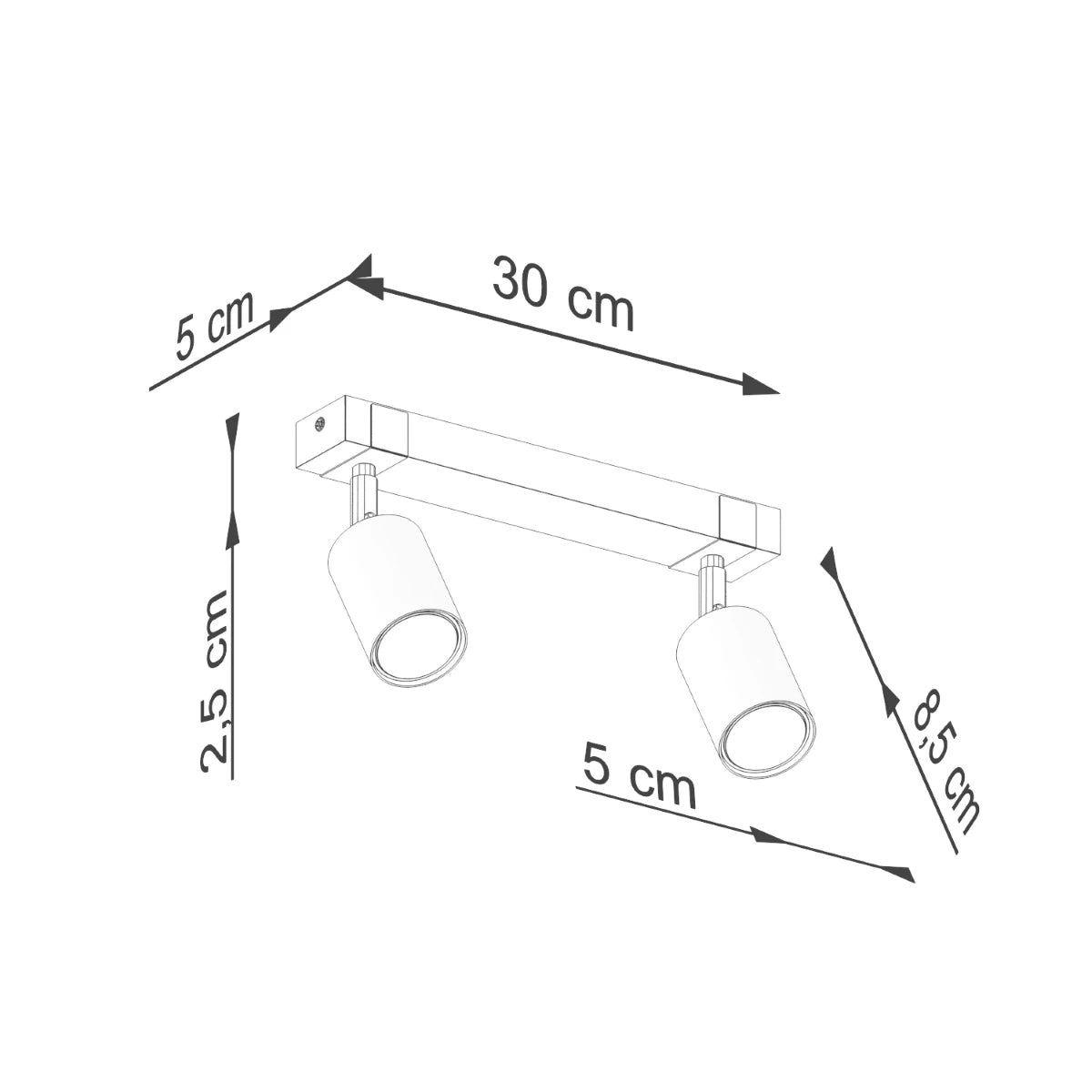 Wooden Ceiling Light With 2 Fager Lamps in Natural Wood - Peach Puff